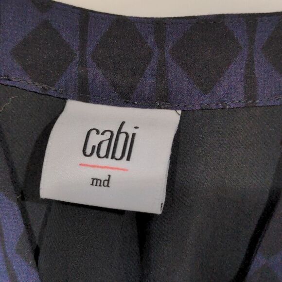 CAbi #3102 Harlequin Shift Dress Blue and Black size Medium - Picture 6 of 9